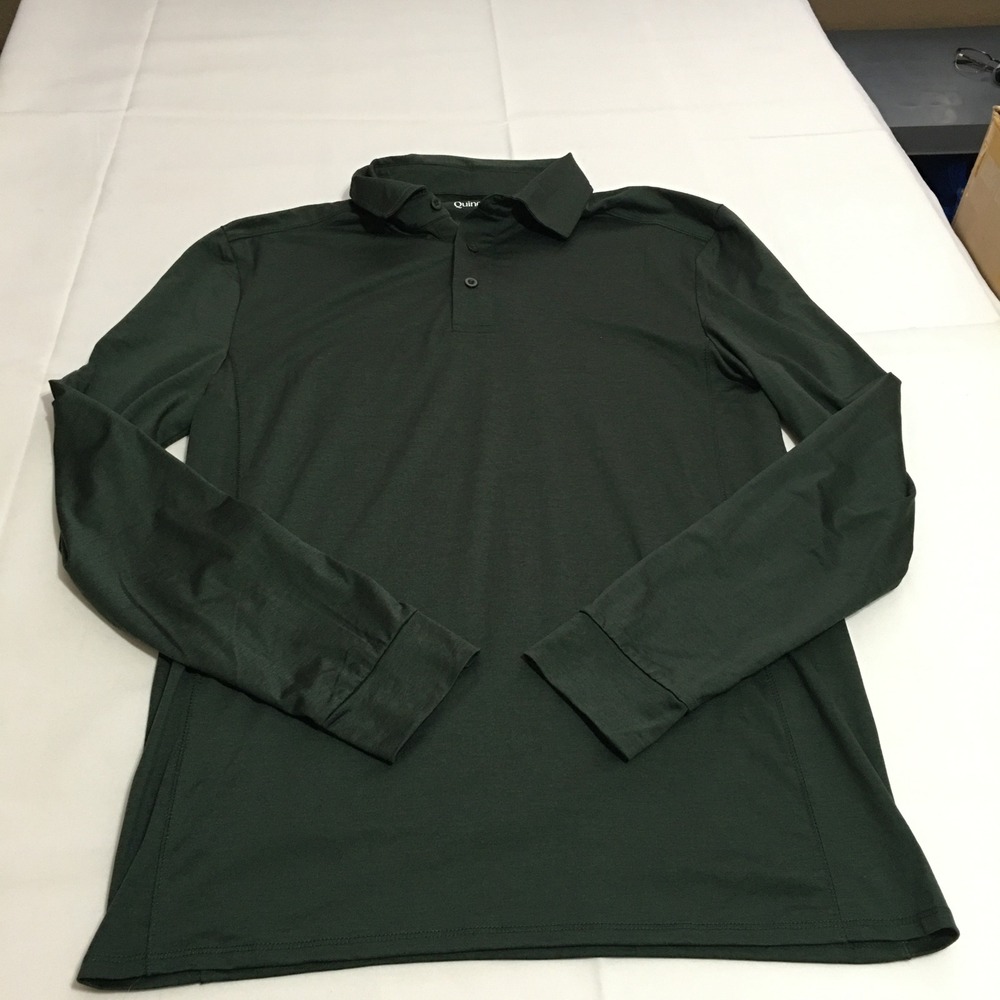 Quince Long Sleeve Polo Shirt Mens Small Green Casual Top